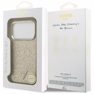 Guess Mirdzošs Trīsstūra Logotips Magnētiskais viedtālruņa apvalks iPhone 17 Pro zelta