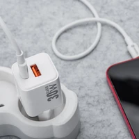 FORCELL F-ENERGY Mini GaN III VT-35 ceļojumu lādētājs ar 1 x Type C + 1x USB A ligzdām, PD QC4.0 30W balts