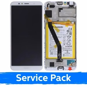 LCD displejs saderīgs ar Huawei Y6 2018 balts ar rāmi (Service Pack)
