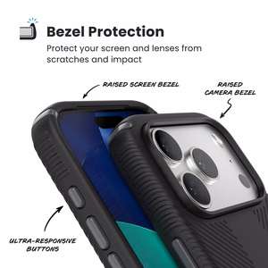 Speck Presidio2 Grip MagSafe vāciņš ierīcei iPhone 17 Pro, “Black / Slate Grey” krāsā