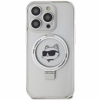 Karl Lagerfeld KLHMP15XHMRSCHH iPhone 15 Pro Max 6.7" balts ar statīvu Viedtālruņa apvalks Choupette Head MagSafe