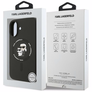 Karl Lagerfeld Silikonais Karl&Choupette Ring Magnētiskais apvalks viedtālrunim iPhone 17 - melns