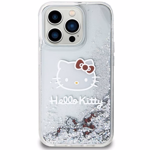 Hello Kitty Liquid Glitter Charms Kitty Head viedtālruņa apvalks iPhone 14 Pro Max - sudraba
