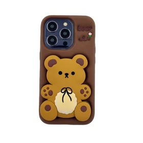 Maciņš 3D BEAR AR TURĒTĀJU IPHONE 13