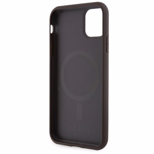 Guess GUHMN61P4RPSW iPhone 11 / Xr brūns/brūns cietais apvalks 4G Printed Stripes MagSafe