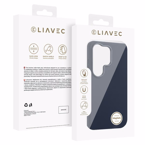 Liavec Silky maciņš ar metāla kameras rāmi priekš Samsung Galaxy S26 Ultra zils