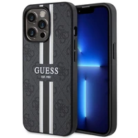 Guess GUHMP13LP4RPSK iPhone 13 Pro / 13 6.1" melns/melns cietais apvalks 4G Printed Stripes MagSafe