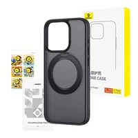 Viedtālruņa apvalks Baseus SkyRing Magnētiskais ar statīvu iP 15 Pro + rūdītais stikls un tīrīšanas komplekts (melns)