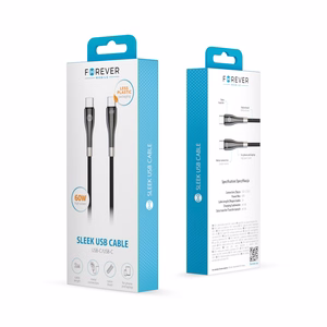 Forever Sleek kabelis USB-C - USB-C 2,0 m 60W melns