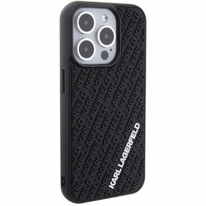 Karl Lagerfeld 3D gumijas daudzveidīgs logotips viedtālruņa apvalks iPhone 15 Pro - melns