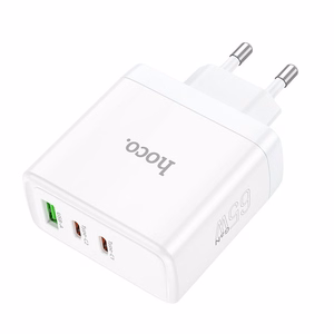Lādētājs Hoco 2 x USB-C + USB-A GaN QC PD 65W N30 balts