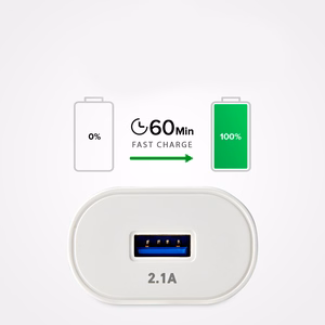 SBS TETR1USB2AWFAST 10W USB-A sienas lādētājs - balts