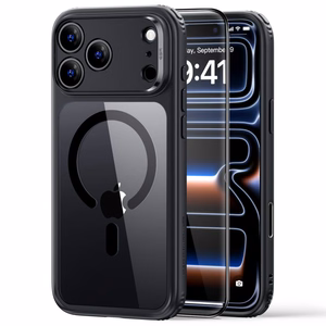 ESR Classic Hybrid MagSafe maciņš modelim iPhone 18 Pro / 17 Pro – caurspīdīgs melns
