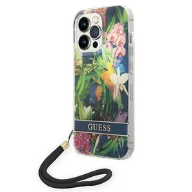 Guess GUOHCP14XHFLSB iPhone 14 Pro Max 6.7 "zils/zils cietais apvalks Ziedu siksna
