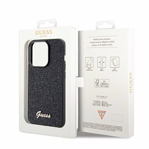 Guess Disco Metal Script viedtālruņa apvalks iPhone 14 Pro - melns