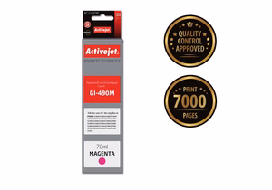 Activejet AC-G490M – пурпурные бутылка чернил, замена Canon GI-490M, 70 ml, Supreme, 7000 страниц