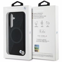 BMW ādas pusteksturētais Magnētiskais viedtālruņa apvalks Samsung Galaxy S25 - melns