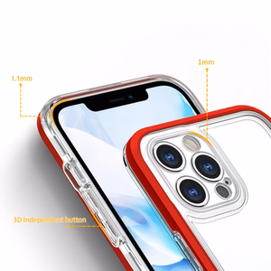Skaidrs 3in1 vāciņš iPhone 12 Pro Max rāmis želeja sarkana krāsa