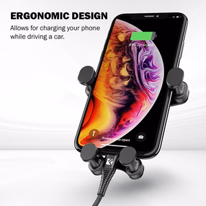 Crong Gravity Auto-Lock gravitācijas automašīnas tālruņa turētājs 4.7–6.5" tālruņiem, melns