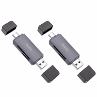 Atmiņas karšu lasītājs Hoco HB45 USB-C/USB-A 2-in-1 USB2.0 pelēks