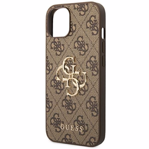 Guess 4G Big Metal Logo viedtālruņa apvalks iPhone 14 - brūns