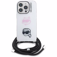 Karl Lagerfeld IML Crossbody Karl&Choupette Head Maciņš for iPhone 16 Pro - balts