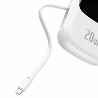 Baseus portatīvais lādētājs 20000mAh Qpow Pro - USB + Type C - PD 20W ar Lightning kabeli (PPQD060202) balta
