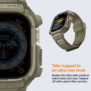 Spigen Rugged Armor Pro - Siksniņa ar korpusu Apple Watch Ultra 49 mm (Vintage Khaki)