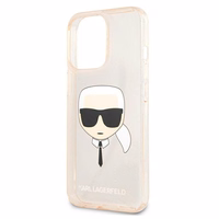 Karl Lagerfeld Glitter Karl's Head Case iPhone 13 Pro / iPhone 13 - zelta krāsas apvalks