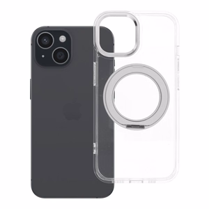 Case for iPhone 15 Frame Circle Stand compatible with MagSafe transparent