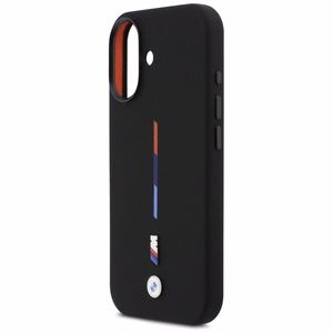 BMW M Silicon Tricolor Line MagSafe macins iPhone 17 - melns