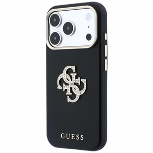 Guess Smooth & Big Strass Logo vāciņš iPhone 18 Pro Max / 17 Pro Max – melns