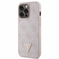 Guess GUHCP13LP4TDSCPP apvalks iPhone 13 Pro / 13 - rozā krustenisks 4G metāla logotips