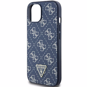 Guess 4G Triangle Metal Logo viedtālruņa apvalks iPhone 15 Plus / 14 Plus - zils