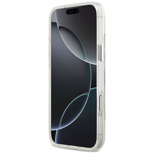 Karl Lagerfeld IML mirdzošais Karl & Choupette skices logotipa magnētiskais viedtālruņa apvalks iPhone 17 Pro Max - caurspīdīgs