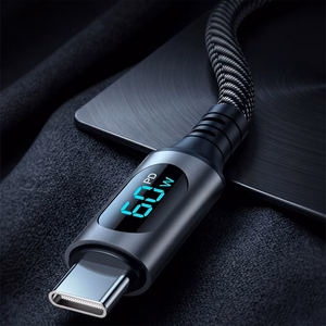 Blavec Zumi pīts kabelis Type C - Type C PD 60W 3A ar LCD displeju 1m Apple CarPlay/Android Auto melns