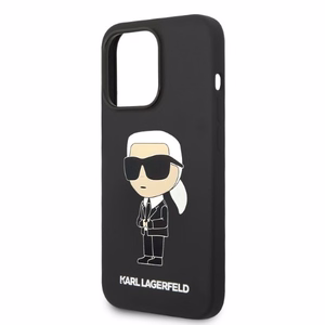 Karl Lagerfeld Silicone Ikonik vāciņš ierīcei iPhone 14 Pro, ar MagSafe, melns