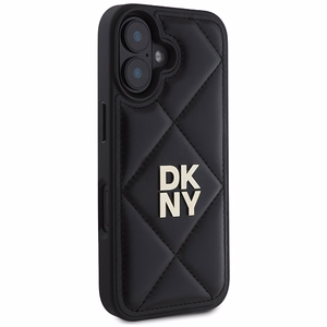 DKNY putuots Stack logotips apvalks iPhone 16 - melns