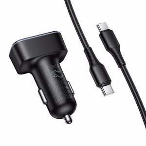 auto lādētājs Hoco USB A + USB C PD QC3.0 48W + kabelis USB C to C Z63B melns