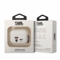 Karl Lagerfeld KLACAPSILKCW AirPods Pro apvalks balts/balts Silikona Karl & Choupette