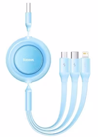 USB kabelis Baseus (CAMJ010017) 3in1 lightning+micro+Type-C (3.5A) zils 1M