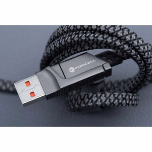 FORCELL F-ENERGY C241 4in1 kabelis Type C uz USB A uz Type C / Lightning QC PD 3A 60W 1 m hromēts