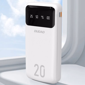 Dudao powerbank большой емкости с 4 встроенными кабелями 20000mAh USB Type C + micro USB + Lightning + USB-A (вход) - белый (Dudao K6Pro+)