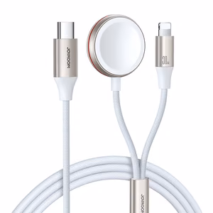 Ātrās uzlādes magnētiskais 2‑in‑1 lādētājs Joyroom S-IW012 30W 1.5m (balts)