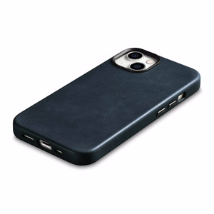 Чехол iCarer Oil Wax Premium Leather для iPhone 14 Plus магнитный кожаный с MagSafe тёмно-синий