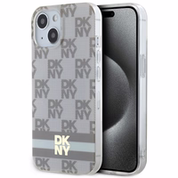 DKNY IML rūtainais mono raksts un drukātas svītras Magnētiskais viedtālruņa apvalks iPhone 15 Plus / 14 Plus - bēša