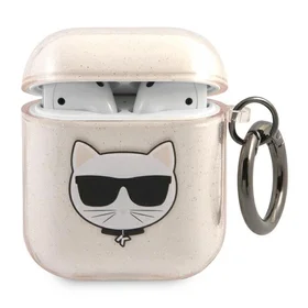 Karl Lagerfeld Glitter Choupette AirPods 1/2 vāciņš zelta krāsas