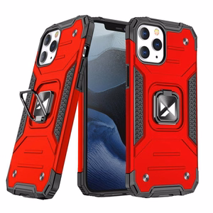 Wozinsky Ring Armor viedtālruņa apvalks iPhone 14 Pro Max bruņots vāks magnētiskais turētājs gredzens sarkans