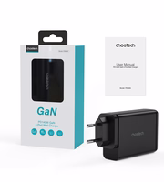 Choetech lādētājs GaN 140W 4 porti (2x USB C, 2x USB) melns (PD6005)