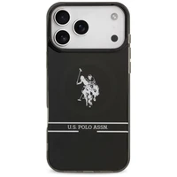 US Polo DH un Bottom Stripe Logo MagSafe apvalks viedtālrunim iPhone 17 Pro Max - melns